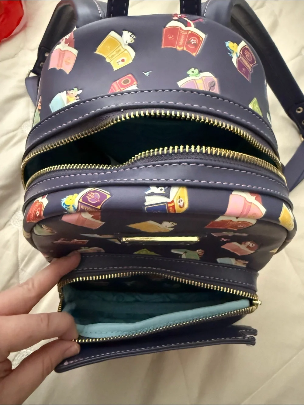 Loungefly Disney Princess Storybook Stack Mini Backpack - Navy, Red, Green, Gold